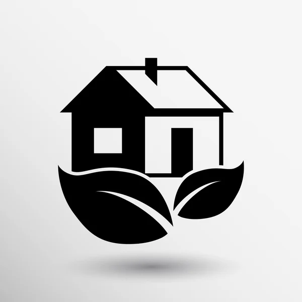 Eco dům ikona vektorové tlačítko logo symbolem koncepce — Stockový vektor