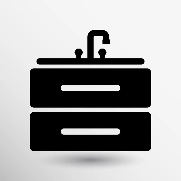 Kitchenware sink basin icon vector button logo symbol concept — Stock Vector