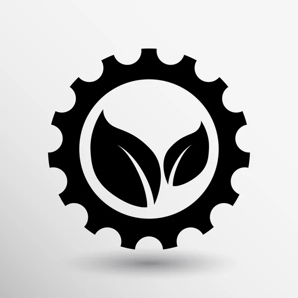 Yaprakları simge vektör düğme logo simge kavramı dişli — Stok Vektör