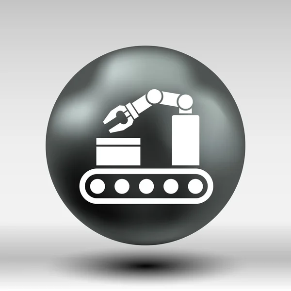 Icono de producción robótica vector botón logotipo símbolo concepto — Vector de stock