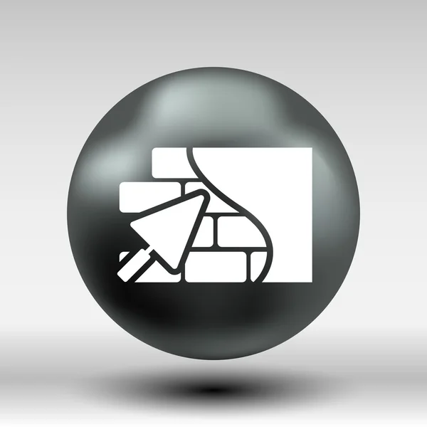 Bakstenen muur Troffel pictogram knop logo symbool concept — Stockvector