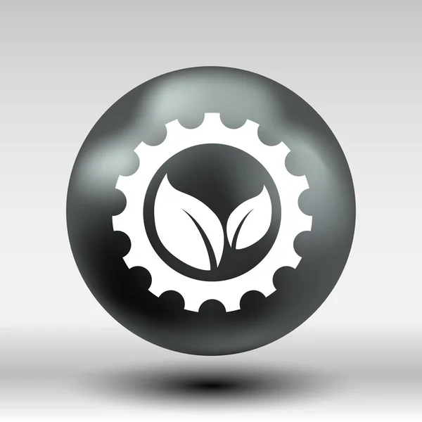 Leaves gear icon vector button logo symbol concept — Stock Vector