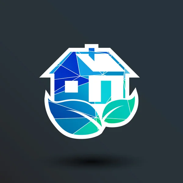 Conceito do símbolo do logotipo do botão do vetor do ícone da casa ECO —  Vetores de Stock