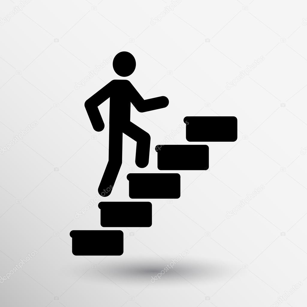 man on stairs icon vector button logo symbol concept