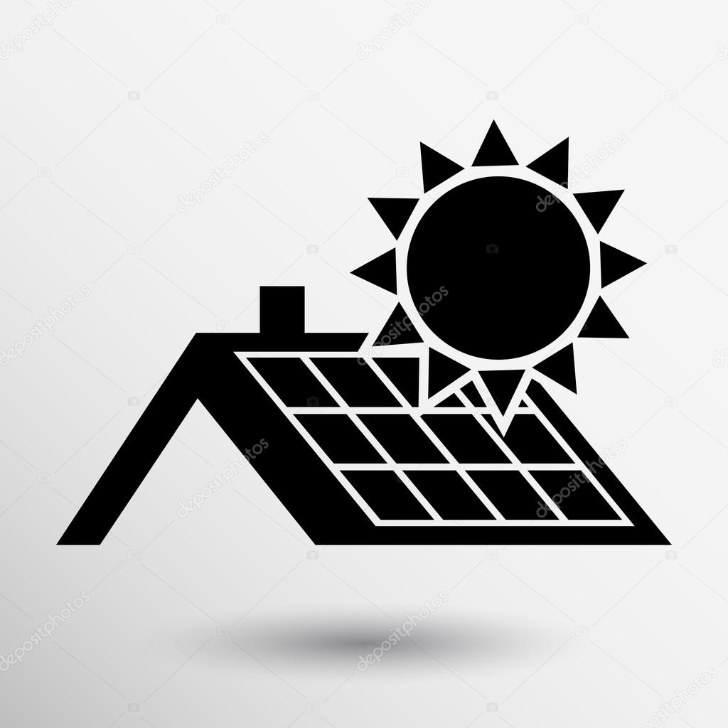 Solar panels roof icon vector button logo symbol concept.