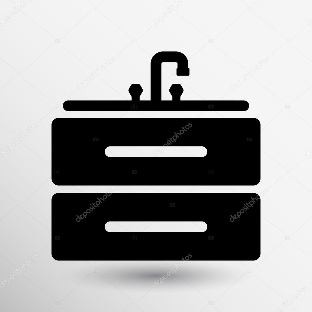 Kitchenware sink basin icon vector button logo symbol concept