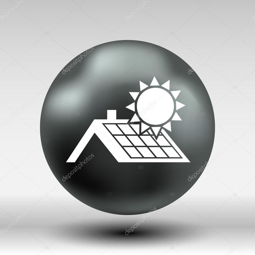 Solar panels roof icon vector button logo symbol concept.