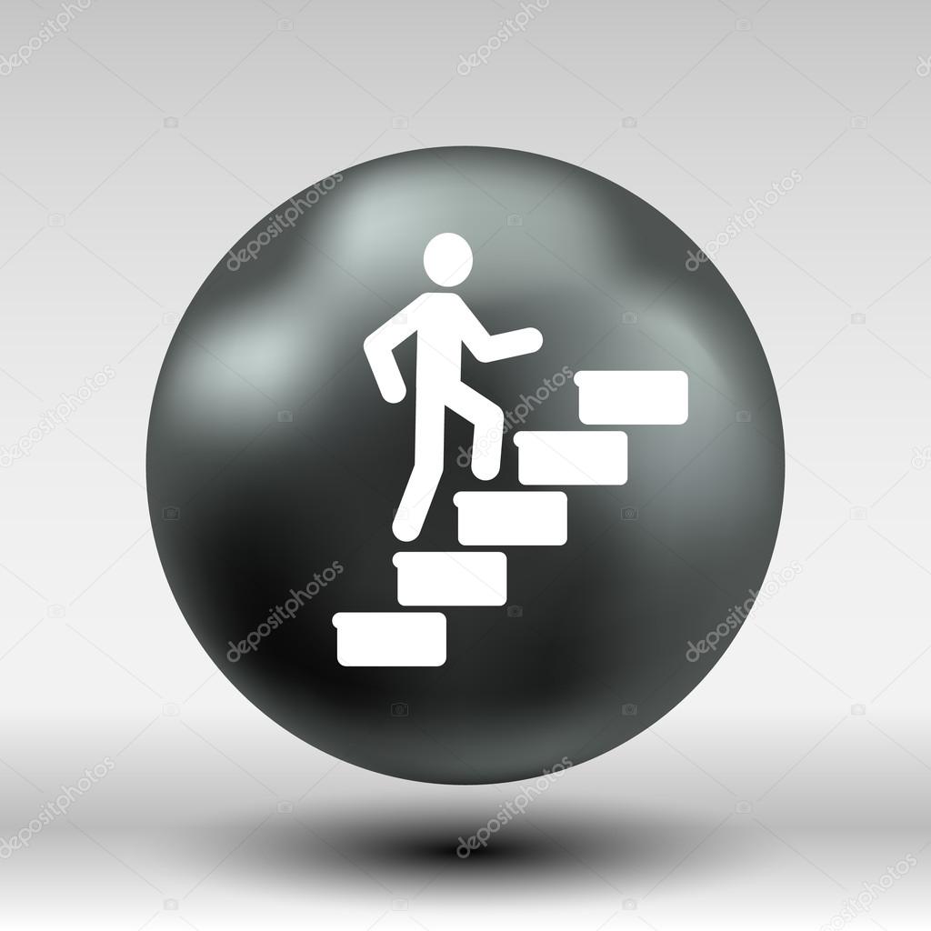 man on stairs icon vector button logo symbol concept