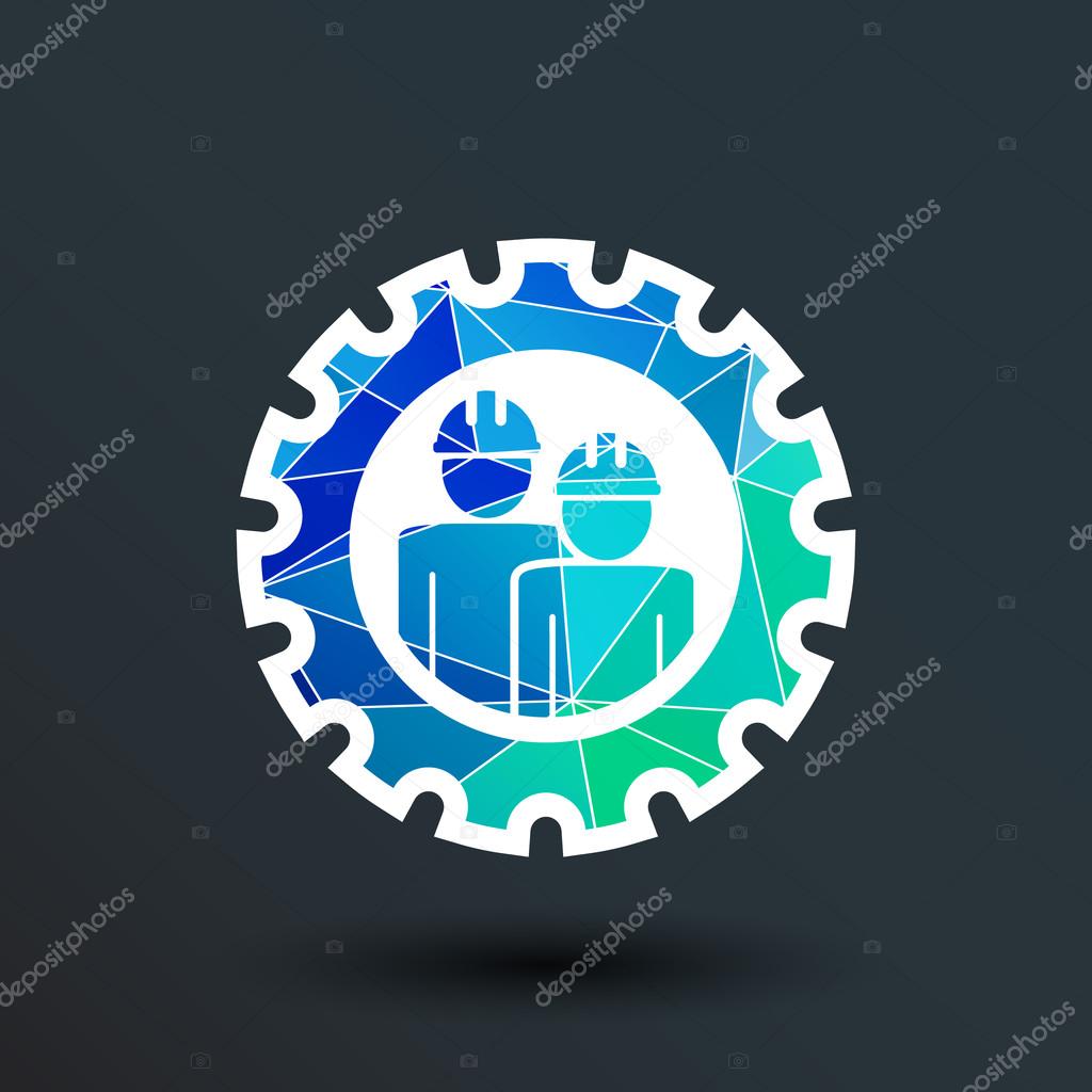 Mechanics working icon vector button logo symbol concept.