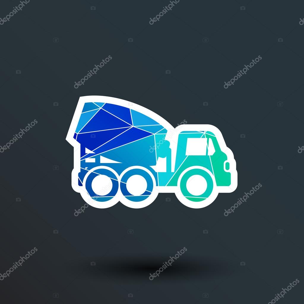Concrete mixer icon vector button logo symbol concept.
