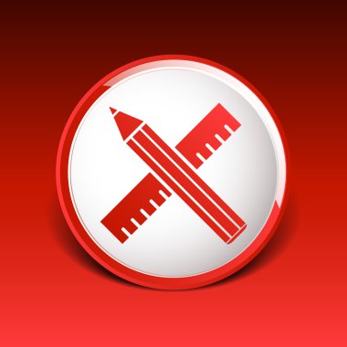 Kalem ve cetvel simgesi düğme logo simge kavramı