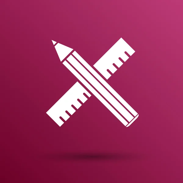 Ołówek i władca ikona przycisk symbol koncepcja logo — Wektor stockowy