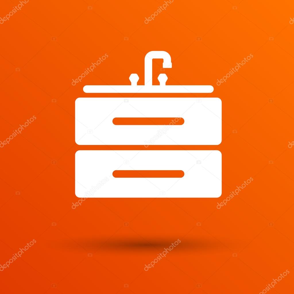Kitchenware sink basin icon vector button logo symbol concept.
