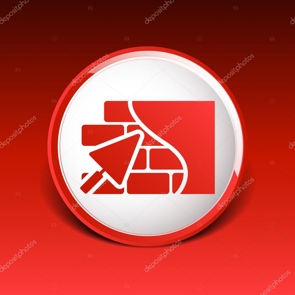Brick wall trowel icon button logo symbol concept