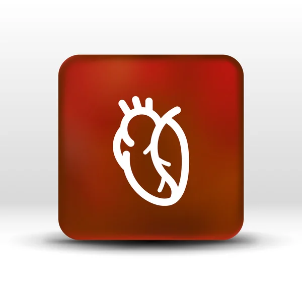 Vector röda mänskliga hjärtat ikonen konditionsträning kardiovaskulär — Stock vektor
