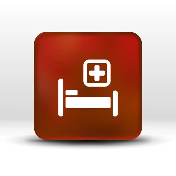 Ziekenhuisbed en kruis, vector pictogram arts gezondheidszorg — Stockvector