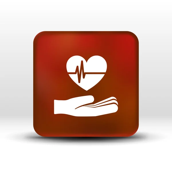 Corazón ecg en la mano icono abstracto logotipo tipo — Archivo Imágenes Vectoriales