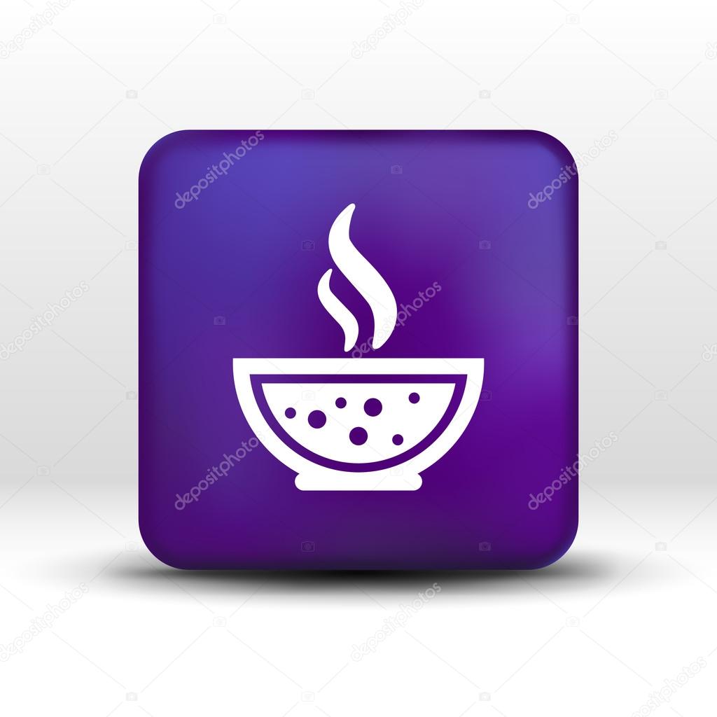 Bowl of Hot Soup with spoon Line Art. Icon isolated
