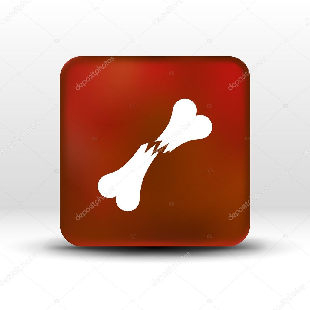 Bone fracture flat icon caution nuclear power radiation sign symbol.
