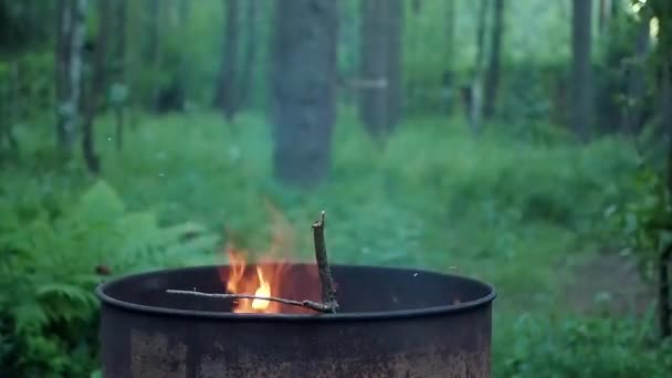 Brûler du papier dans un tonneau — Video