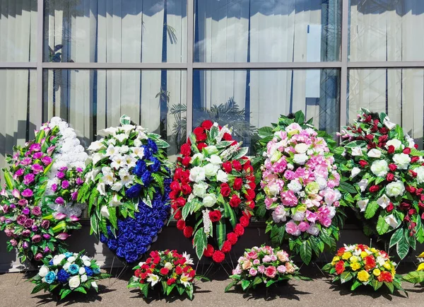 Artificial wreaths for funerals.