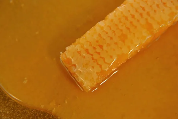 Panal y miel.Postres curativos ecológicos.Productos orgánicos naturales para la apicultura. —  Fotos de Stock