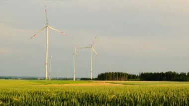 Rüzgar enerjisi. Rüzgar türbinleri devrede. Alternatif enerji. Doğal enerji. Çevre dostu doğal enerji kaynağı..