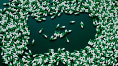 Haplar çerçevede. Homeopatik bitkisel yeşil kapsüller.