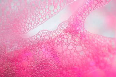 Pembe Baloncukların Macro 'su. Pembe Baloncuklar Soyut Doku. Pembe köpük makro arka plan.