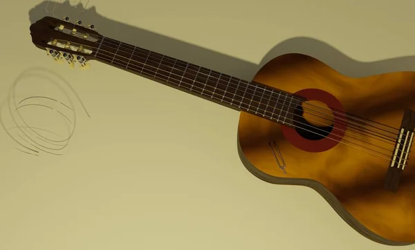 Imagem Ilustração Guitarra Madeira Clássica Instrumento Musical — Fotografia de Stock