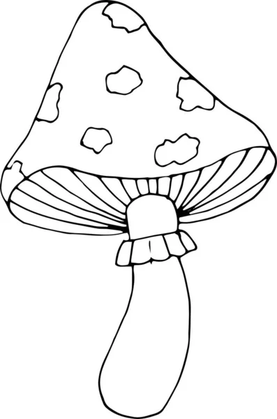 Amanita dessinée à la main vectorielle. Silhouette noire de champignon agarique mouche. — Image vectorielle