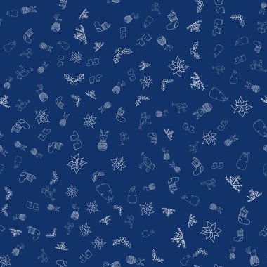 Orman hayvanlarıyla, noktalı ışıklarla, ökseotuyla, Noel çorabıyla, çizmeleriyle kusursuz yeni yıl şablonu.