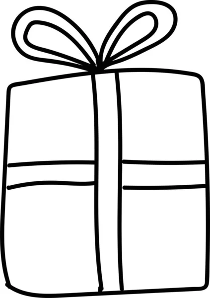 Векторна рука намальована каракулем подарунок. Новий рік, ілюстрація до дня народження — стоковий вектор