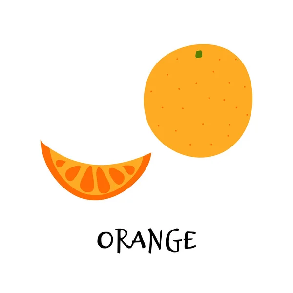 Ilustração vetorial de laranja em estilo plano desenhado à mão. — Vetor de Stock