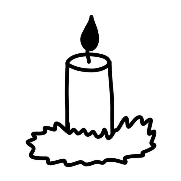圣诞节蜡烛的病媒涂鸦。寒假 — 图库矢量图片