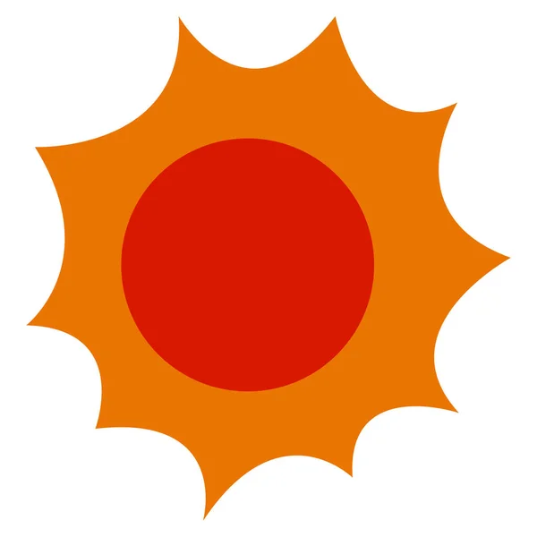 Векторная Плоская Икона Солнца Мультяшном Плоском Стиле Символ Солнца Симпатичная — стоковый вектор
