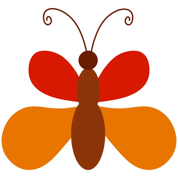 Motyl w kreskówkowym stylu płaskie izolowane na białym tle. ilustracja wektora — Wektor stockowy