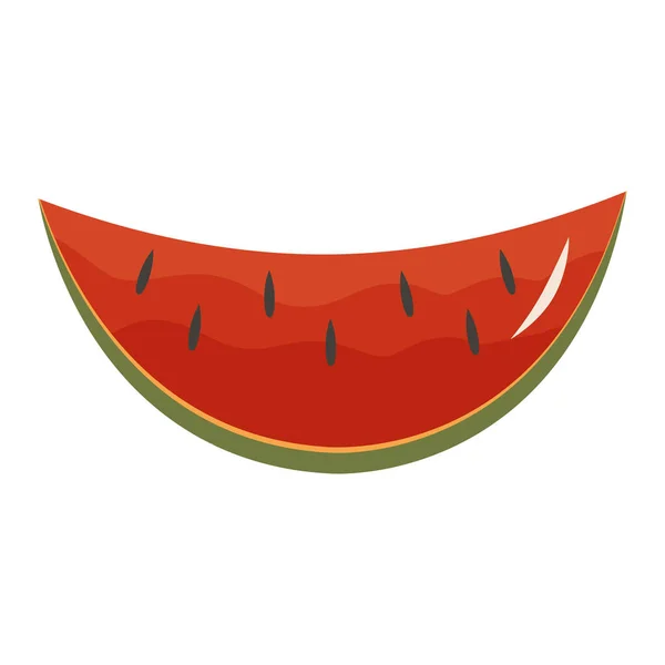 Ilustrasi vektor semangka dalam gaya rata kartun. Musim panas buah dan buah-buahan - Stok Vektor
