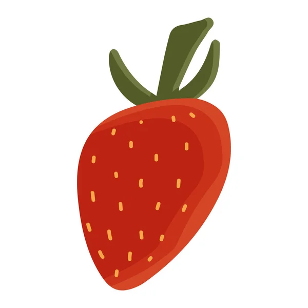 Vektor ilustrasi strawberry matang dalam gaya retro datar kartun. Musim panas buah dan buah-buahan - Stok Vektor