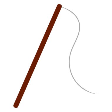 Çizgi film gibi düz bir oltanın vektör çizimi. Balık tutmak, kamp yapmak, yürüyüş yapmak için suç ortaklığı