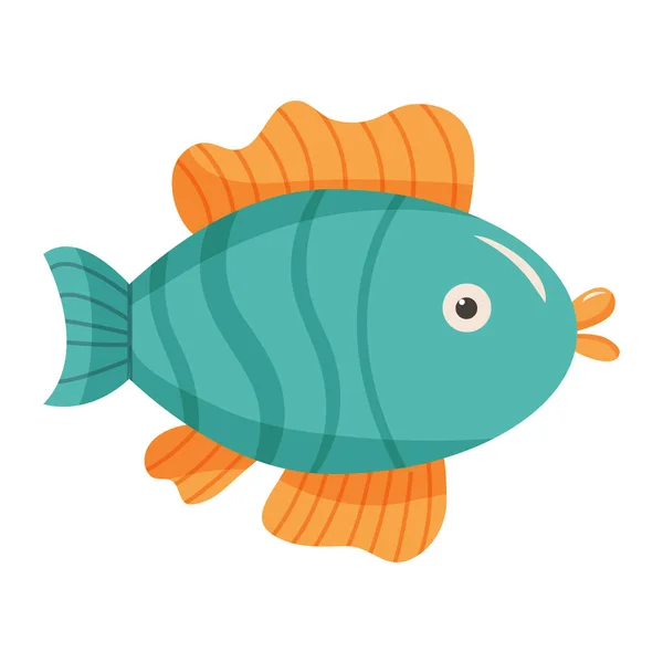 Illusione vettoriale di pesce in stile cartone animato piatto. Abitanti marini, vita oceanica in stile infantile — Vettoriale Stock