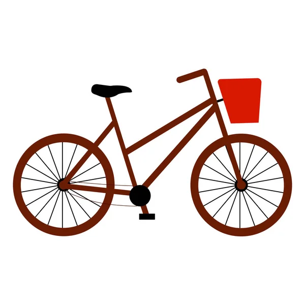 Wektorowa ilustracja roweru lub roweru z koszem w kreskówkowym stylu płaskim. Ekologiczny transport pedałów izolowany na białym tle — Wektor stockowy