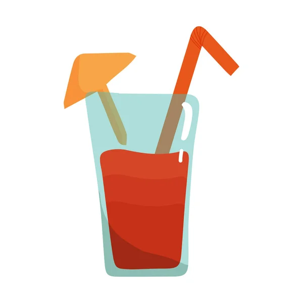 Ilustración vectorial de cóctel rojo con paraguas de cóctel y paja en estilo plano de dibujos animados. Refrescantes bebidas de verano — Vector de stock