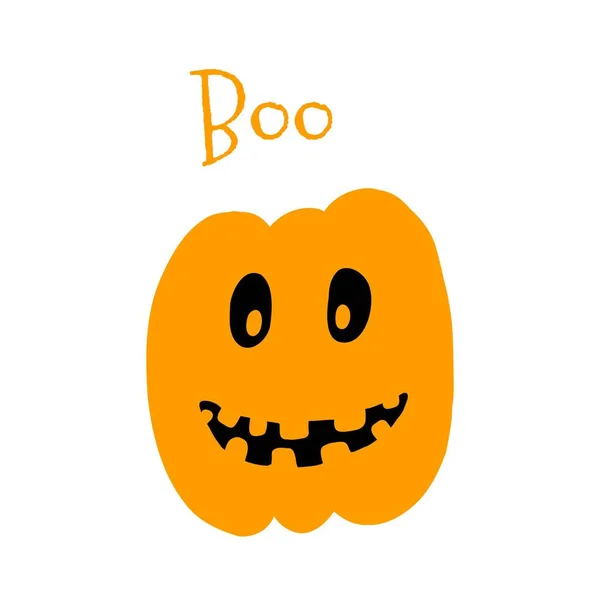 Ilustración vectorial de calabaza de Halloween en estilo dibujado a mano sobre fondo blanco. — Archivo Imágenes Vectoriales