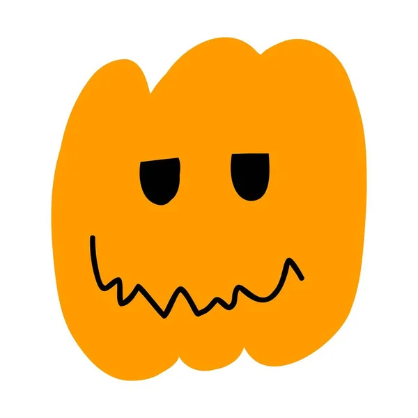 Illustrazione vettoriale della zucca di Halloween in stile cartone animato disegnato a mano su sfondo bianco. — Vettoriale Stock