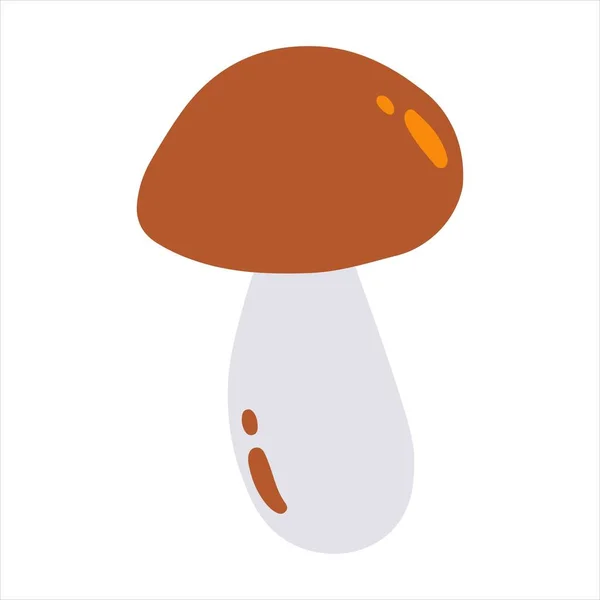 Illustration vectorielle de champignons dessinés à la main dans un style enfantin de dessin animé sur fond blanc, éléments d'automne pour vêtements de bébé, conception de textiles et de produits, papier peint, papier d'emballage, carte, scrapbooking — Image vectorielle