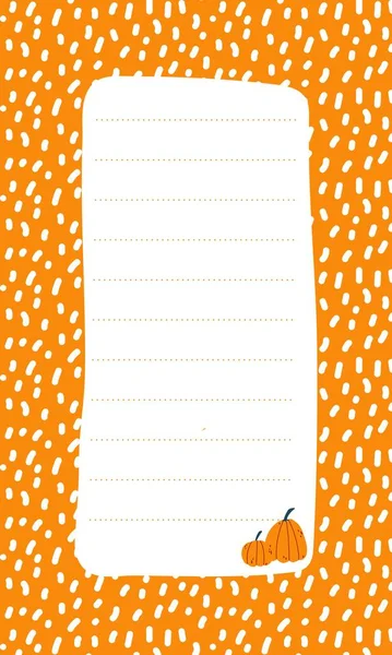 Симпатичный шаблон векторного списка для детей. Карточка-памятка на оранжевом фоне с нарисованными от руки карикатурами. Красочная векторная иллюстрация для стационарного расписания, расписания, списка, школьного расписания — стоковый вектор