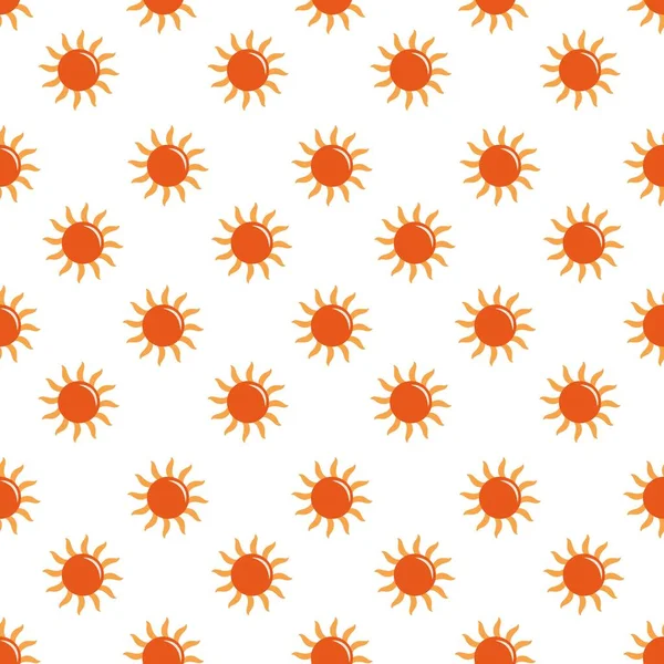 Sömlöst mönster med solar i retrostil. Vektor illustration av vintage sol i orange färg isolerad på vit bakgrund — Stock vektor