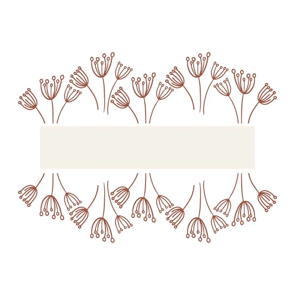 Cute liść roślin kwiatowych w ręcznie rysowane bazgroły stylu kreskówki. Wektor ilustracja tło szablon z gałąź dla karty, tekst, zaproszenie — Wektor stockowy