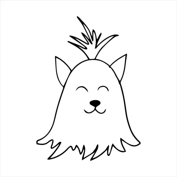 Retrato vetorial de um terrier de Yorkshire em estilo de desenho animado doodle. ilustração do animal de estimação no estilo de arte linha — Vetor de Stock